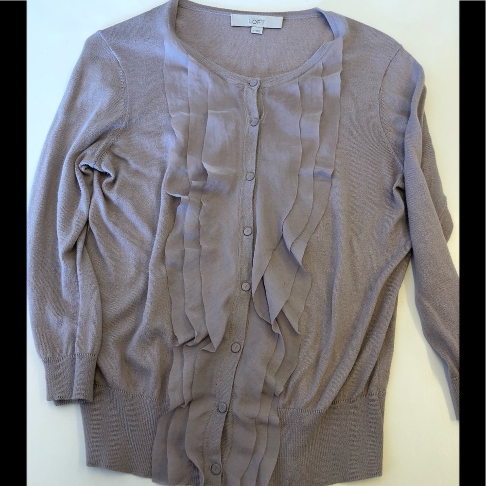 LOFT ruffle cardigan